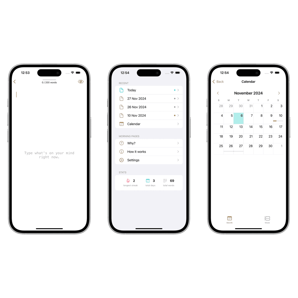 Morning Pages App Screenshot